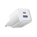 2-PortUSB (C+A) GaN Charger (30w/30w) UK Plug White