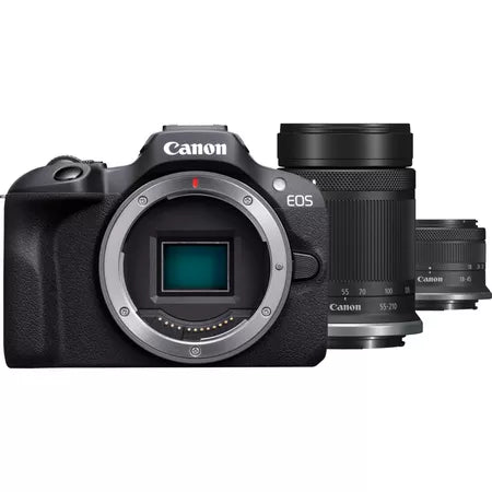 EOS R100 Mirrorless Camera + RF-S 18-45mm F4.5-6.3 IS STM Lens + RF-S 55-210mm F5-7.1 IS STM