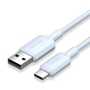 USB 2.0 A Male to C Male 3A Cable 1m White Alu Aloy