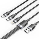Cotton Braided USB 2.0 A male to 3-in 1 usb-C &Micro B