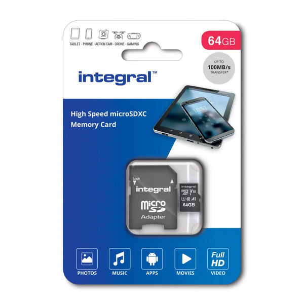 Integral Memory Card 64GB U3 MicroSD for 4k