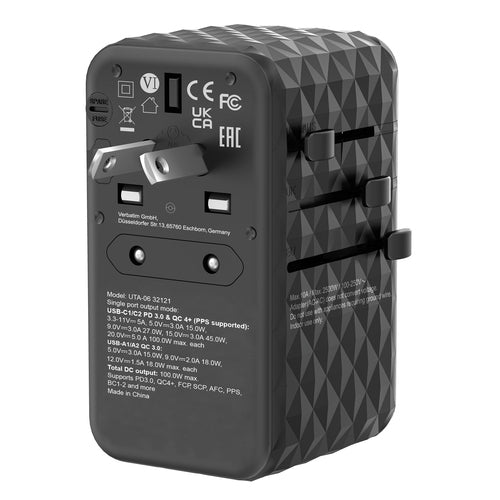 VERBATIM GAN III UNIVERSAL TRAVEL ADAPTER UTA-06 WITH 2 X US