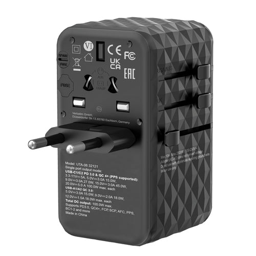 VERBATIM GAN III UNIVERSAL TRAVEL ADAPTER UTA-06 WITH 2 X US