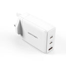 3-Port USB (C+C+A) GaN Charger (65w/65w/65w) UK- Plug White