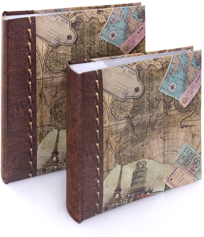 Kenro Holiday and Travel Series Memo Photo Album, Old World Map Design, for 200 Photos