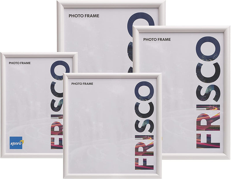 Kenro Frisco Series White Photo Frame 6x4” to 12x16" Freestanding or Wall Hanging with Glass Front
