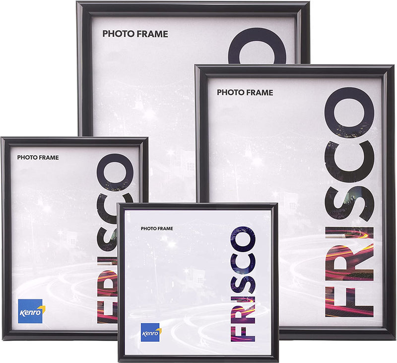 Kenro Frisco Series Black Photo Frame 6x4” to 12x16" Freestanding or Wall Hanging with Glass Front