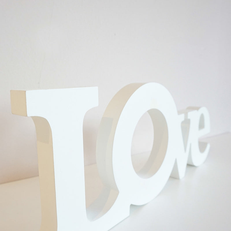 Love Word Block 300x120x18mm White Wood-WITH METAL SH504