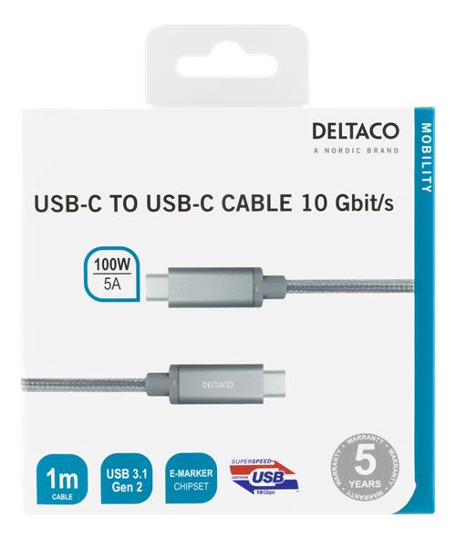 USB-C SuperSpeed cable, 1m, braided, USB 3.1 Gen 2