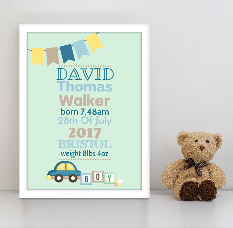 A3 Poster: Baby Banner and Blocks Boy