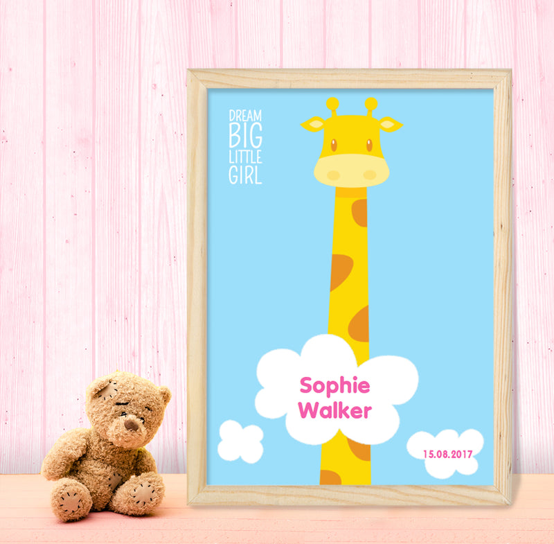A3 Poster: Giraffe and Clouds